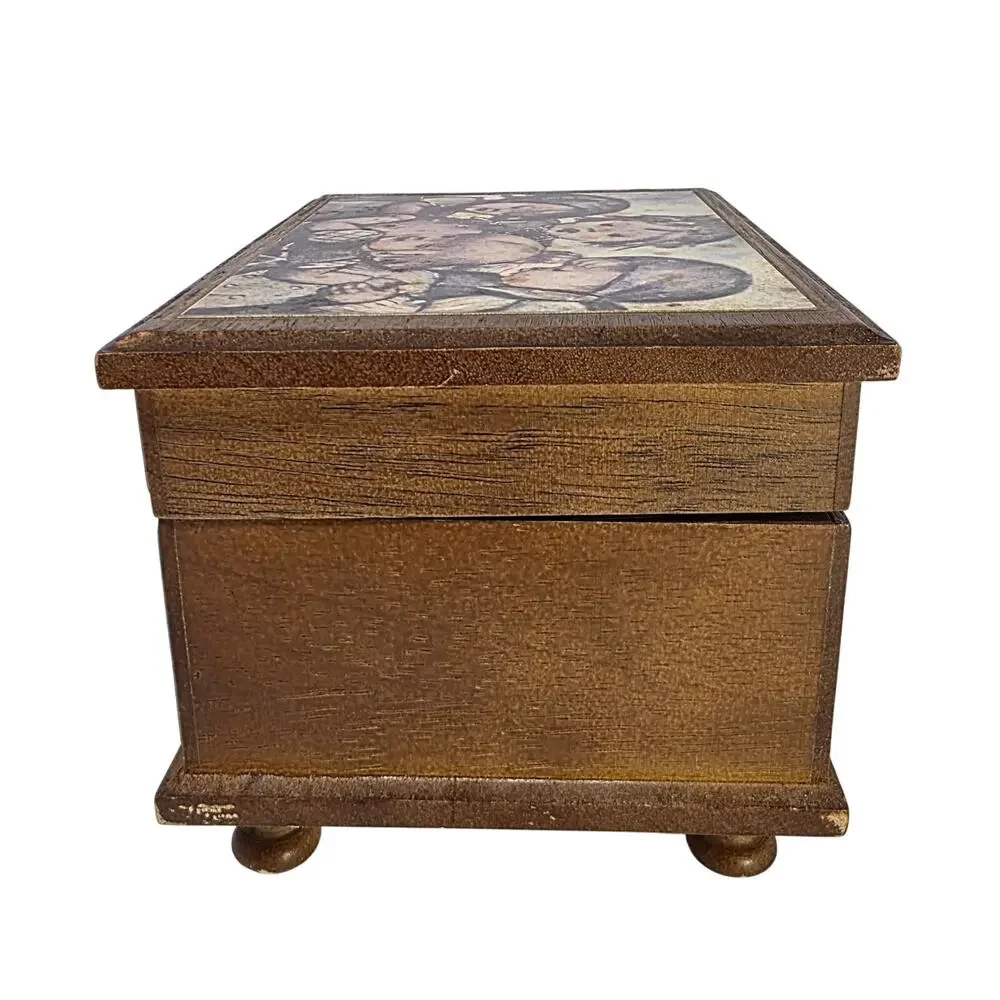 Vintage Himark Japan Music Box Jewelry Box Hummel Style Children Faux Drawers
